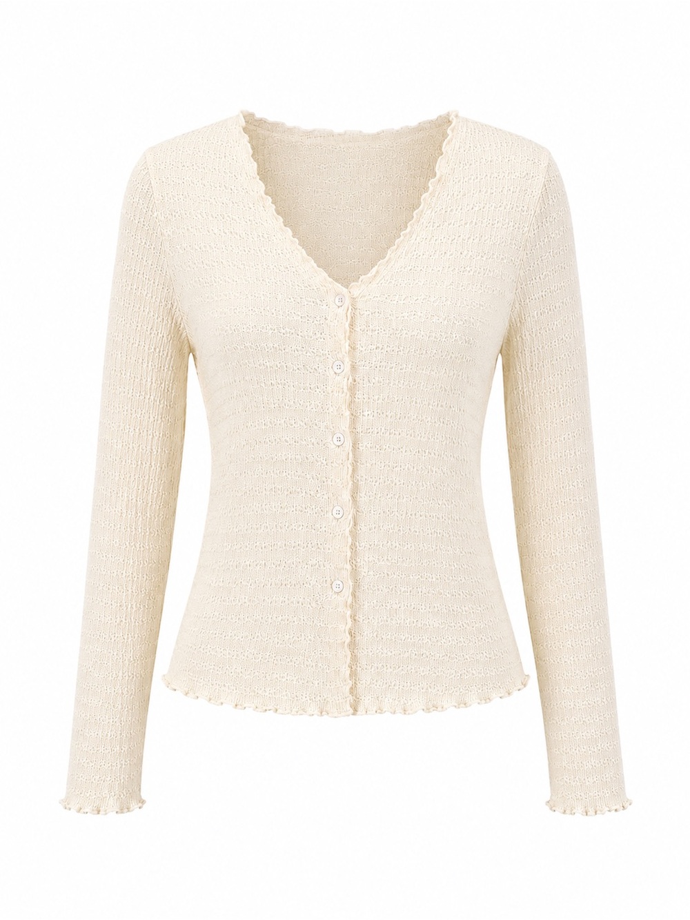 Source Unknown Cream V-Neck Button-Front Women's Top